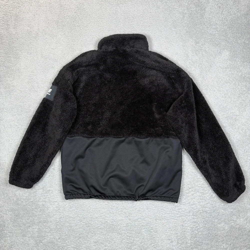 New Balance Mens Black Sherpa Fleece Half Zip Pullover‎ Hybrid Jacket Large